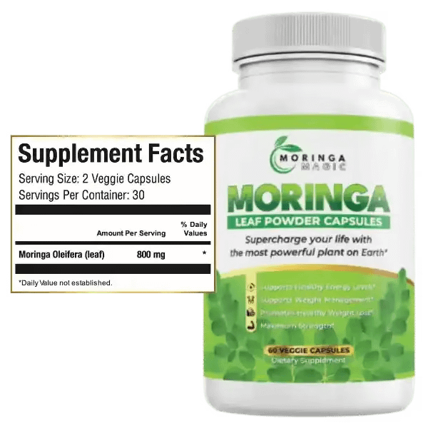 Moringa Magic: Unlock Vibrant Health with Nature's Powerhouse 2 Bottle Supplement Facts