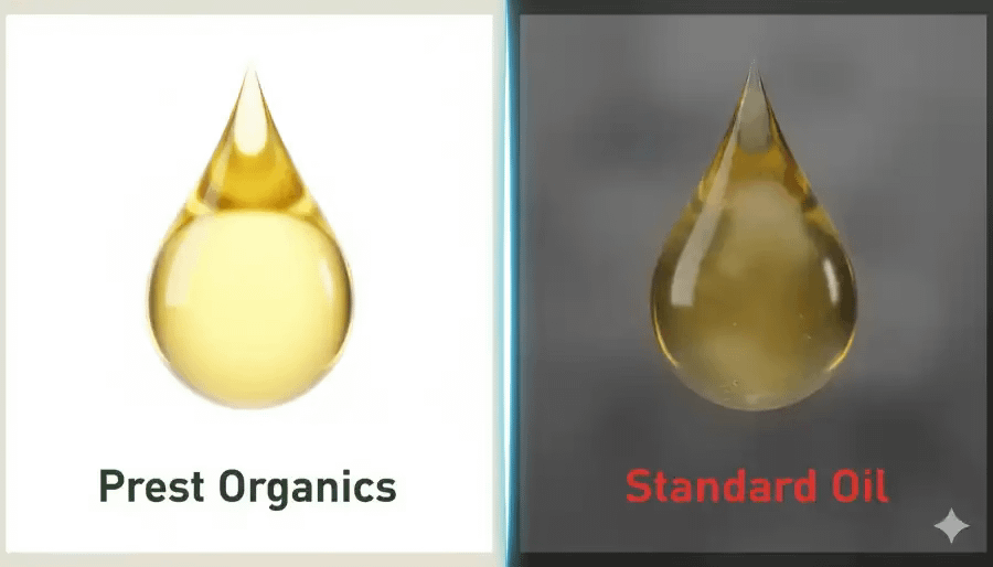 Experience the Purest Single-Ingredient Hemp Oil: Why Prest Organics Outperforms the Rest 6 Comparison showing the clarity of the purest single-ingredient hemp oil versus competitors